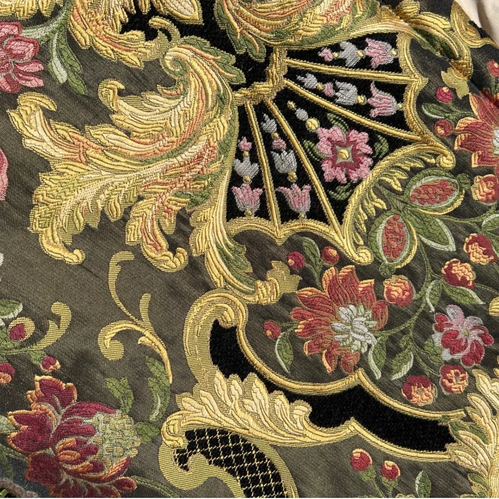 King Pillow Sham Set Black Italian Floral Baroque Romantic Horchow Tapestry